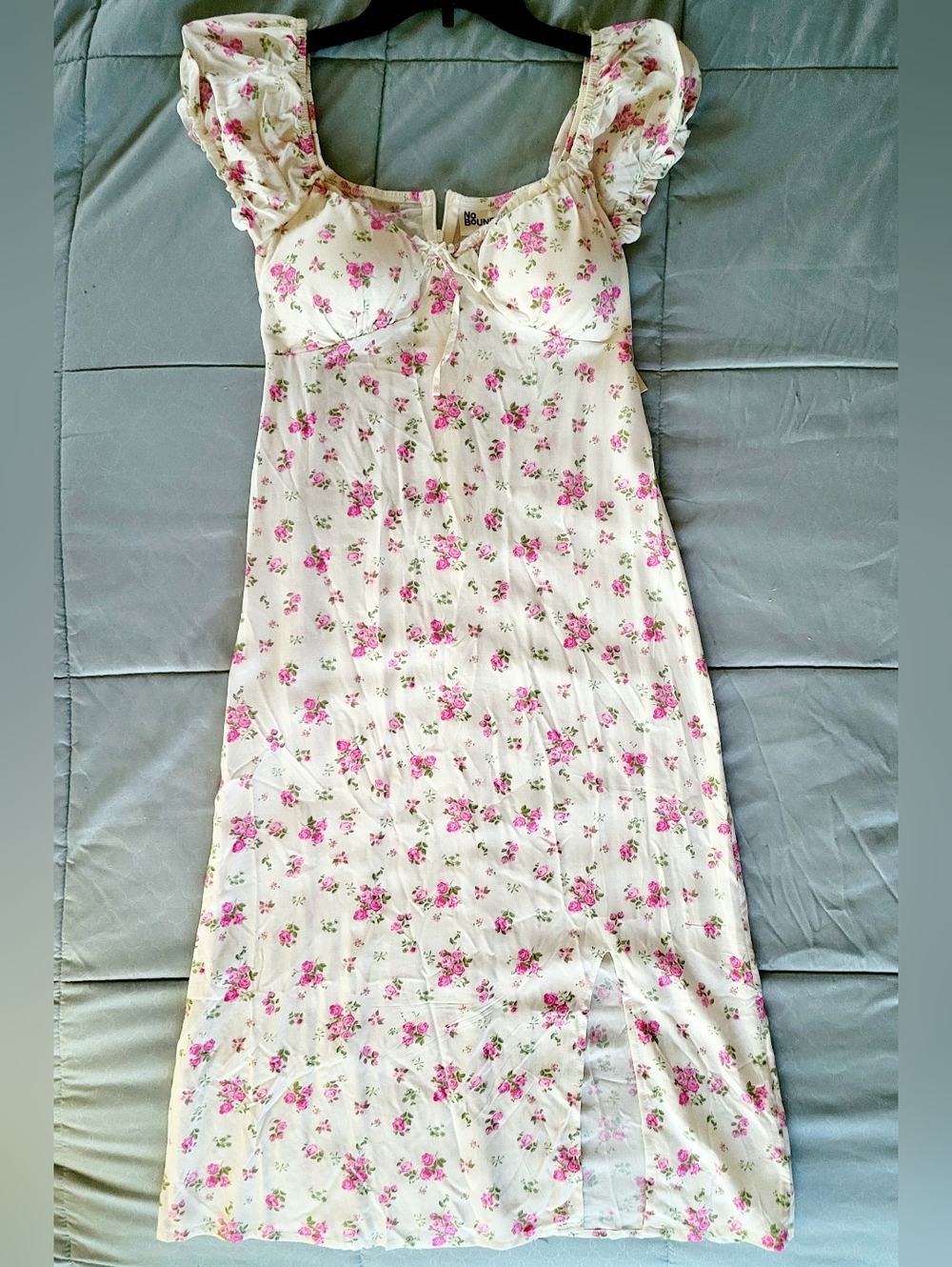 NWT Floral Cottagecore Ivory and Pink Maxi Dress - Size XXS